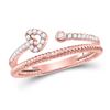 Image 1 : 1/6 CTW Round Diamond Heart Stackable Ring 10kt Rose Gold - REF-18K3R
