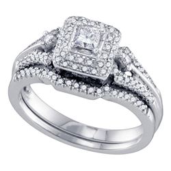1/2 CTW Princess Diamond Bridal Wedding Engagement Ring 14kt White Gold - REF-71Y9X