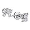Image 1 : 1/10 CTW Round Diamond Ribbon Bow Earrings 10kt White Gold - REF-10A8N