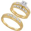 Image 1 : 1/4 CTW His & Hers Round Diamond Solitaire Matching Bridal Wedding Ring 10kt Yellow Gold - REF-32M3A