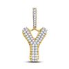 Image 1 : 1 CTW Mens Round Diamond Y Letter Charm Pendant 10kt Yellow Gold - REF-57K3R