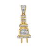 Image 1 : 1/5 CTW Mens Round Diamond Power Plug Charm Pendant 10kt Yellow Gold - REF-14X4T