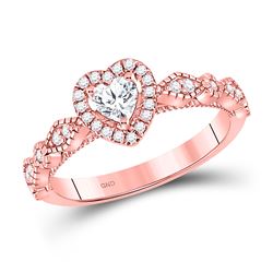 1/2 CTW Heart Morganite Solitaire Diamond Ring 10kt Rose Gold - REF-33N3Y