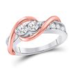 Image 1 : 3/4 CTW Round Diamond 2-stone Bridal Wedding Engagement Ring 14kt Two-tone Gold - REF-77T9K