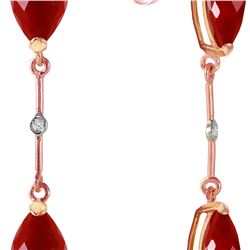 Genuine 7.01 ctw Ruby & Diamond Earrings 14KT Rose Gold - REF-78A9K