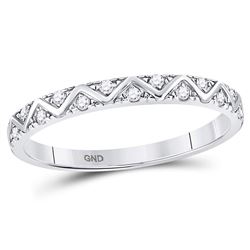 1/10 CTW Round Diamond Zigzag Stackable Ring 10kt White Gold - REF-14A4N