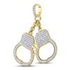 Image 2 : 1 & 1/4 CTW Mens Round Diamond Handcuff Charm Pendant 10kt Yellow Gold - REF-54T3K