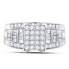 Image 2 : 1 CTW Princess Diamond Cluster Bridal Wedding Engagement Ring 14kt White Gold - REF-74W4F