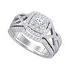 7/8 CTW Princess Diamond Bridal Wedding Engagement Ring 14kt White Gold - REF-95A9N