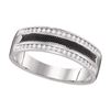 1/4 CTW Mens Round Diamond Wedding Black-tone Ring 14kt White Gold - REF-57W3F