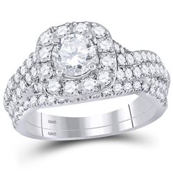 1 & 3/4 CTW Round Diamond Bridal Wedding Engagement Ring 14kt Two-tone Gold - REF-317K9R