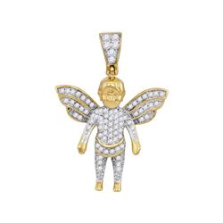 1/3 CTW Mens Round Diamond Guardian Angel Charm Pendant 10kt Yellow Gold - REF-22F8M