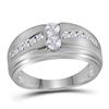 Image 1 : 5/8 CTW Mens Round Diamond Wedding Ring 10kt White Gold - REF-65W9F