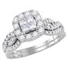 Image 1 : 1 CTW Princess Diamond Bridal Wedding Engagement Ring 10kt White Gold - REF-60K3R
