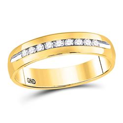 1/4 CTW Mens Round Diamond Single-row Channel-set Wedding Ring 14kt Yellow Gold - REF-41F9M