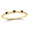Image 1 : 1/20 CTW Princess Blue Sapphire 3-Stone Beaded Stackable Ring 10kt Yellow Gold - REF-5N9Y