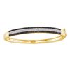 Image 1 : 1 & 3/8 CTW Round Black Color Enhanced Diamond Bangle Bracelet 14kt Yellow Gold - REF-126W3F