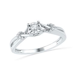 1/10 CTW Round Diamond Solitaire Twist Promise Bridal Ring 10kt White Gold - REF-14W4F