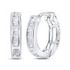 Image 1 : 1/6 CTW Baguette Diamond Huggie Hoop Earrings 14kt White Gold - REF-11R9H