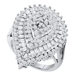 7/8 CTW Round Diamond Teardrop Cluster Ring 10kt White Gold - REF-39Y6X