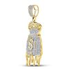 Image 2 : 1/2 CTW Mens Round Diamond Dripping Money Bag Charm Pendant 10kt Yellow Gold - REF-41M9A