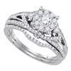 Image 1 : 3/4 CTW Round Diamond Cluster Bridal Wedding Engagement Ring 14kt White Gold - REF-90N3Y