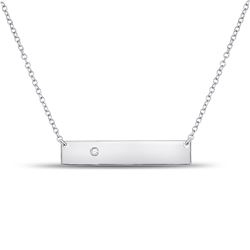 0.02 CTW Round Diamond Rectangle Bar Necklace 10kt White Gold - REF-21R5H
