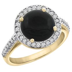 2.76 CTW Onyx & Diamond Ring 10K Yellow Gold - REF-54Y9V
