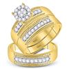 Image 1 : 3/4 CTW His & Hers Round Diamond Cluster Matching Bridal Wedding Ring 10kt Yellow Gold - REF-63Y5X