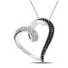 Image 1 : 1/6 CTW Round Black Color Enhanced Diamond Heart Pendant 10kt White Gold - REF-14F4M