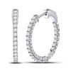 Image 1 : 1 & 1/2 CTW Round Diamond Single Row Hoop Earrings 14kt White Gold - REF-95X9T
