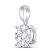 Image 2 : 1/2 CTW Round Diamond Flower Cluster Pendant 14kt White Gold - REF-35H9W