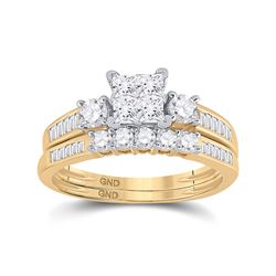 1 CTW Princess Diamond Bridal Wedding Engagement Ring 14kt Yellow Gold - REF-81W3F