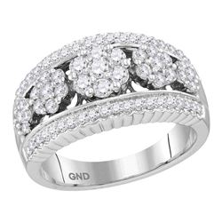 1 CTW Round Diamond Flower Cluster Ring 10kt White Gold - REF-75W5F