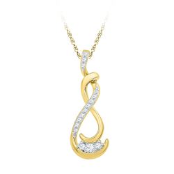 1/5 CTW Round Diamond Cradled 3-Stone Infinity Pendant 10kt Yellow Gold - REF-18W3F