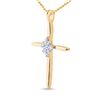 Image 2 : 1/12 CTW Round Diamond Cross Pendant 10kt Yellow Gold - REF-5A9N