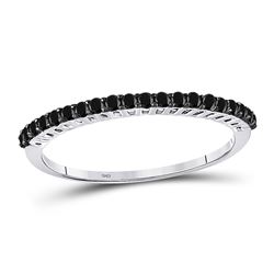 1/4 CTW Round Black Color Enhanced Diamond Single Row Ring 10kt White Gold - REF-8H4W