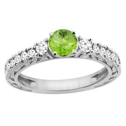 1.10 CTW Peridot & Diamond Ring 14K White Gold - REF-79H3M