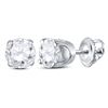 Image 1 : 7/8 CTW Unisex Round Diamond Solitaire Stud Earrings 14kt White Gold - REF-77X9T