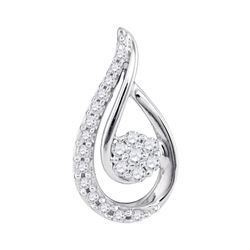 1/4 CTW Round Diamond Teardrop Cluster Pendant 10kt White Gold - REF-20N3Y