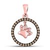 Image 1 : 1/5 CTW Round Brown Diamond Dog Paw Print Circle Pendant 10kt Rose Gold - REF-9N6Y