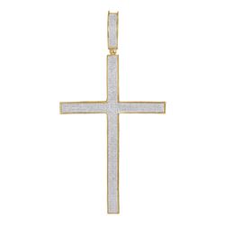 2 CTW Mens Round Diamond Roman Cross Large Charm Pendant 10kt Yellow Gold - REF-167T9K