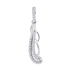 1/8 CTW Round Diamond Dangle Fashion Pendant 10kt White Gold - REF-9K3R