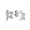 Image 1 : 1/20 CTW Round Diamond Butterfly Bug Earrings 10kt White Gold - REF-10N8Y