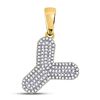 Image 1 : 3/8 CTW Mens Round Diamond Letter Y Bubble Charm Pendant 10kt Yellow Gold - REF-26F3M