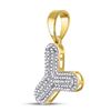 Image 3 : 3/8 CTW Mens Round Diamond Letter Y Bubble Charm Pendant 10kt Yellow Gold - REF-26F3M