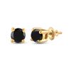 Image 1 : 1/4 CTW Unisex Round Black Color Enhanced Diamond Solitaire Stud Earrings 10kt Yellow Gold - REF-7T5