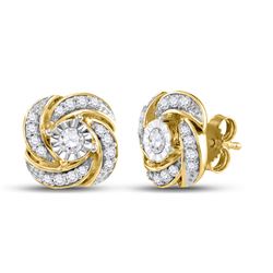 1/3 CTW Round Diamond Pinwheel Fashion Earrings 10kt Yellow Gold - REF-30X3T