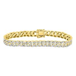 1 & 7/8 CTW Mens Round Diamond Cuban Link Bracelet 10kt Yellow Gold - REF-203M9A
