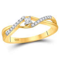 1/6 CTW Princess Diamond Solitaire Promise Bridal Ring 10kt Yellow Gold - REF-16R8H